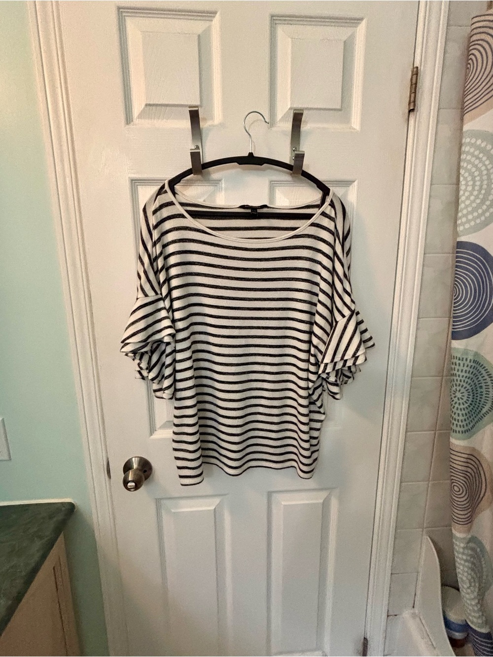 Banana Republic Striped Ruffle Sleeve Tee